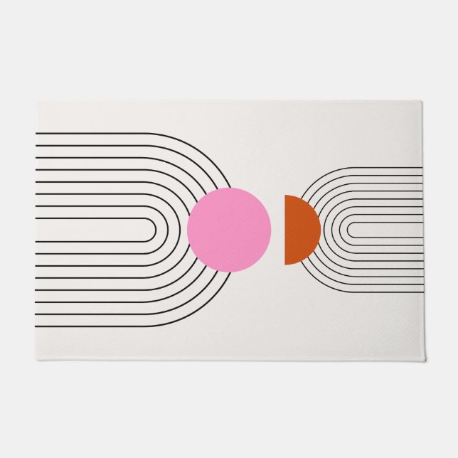 Tapete Meio século Moderno 02 Sun E Rainbow Cream Rosa (Frente)