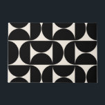 Tapete Meio século Padrão Vintage Moderno Preto e Branco<br><div class="desc">Padrão Moderno do Meio século Retroativo - Formas Geométricas do Abstrato - Padrão Minimalista em preto e branco creme.</div>