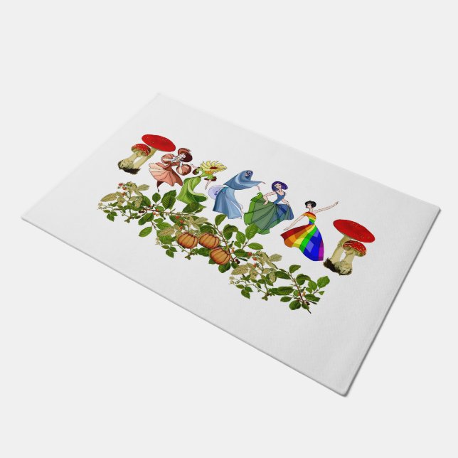 Tapete Meninas Dançantes Legais Cogumelo Cai Pumpkin (Inclinado)