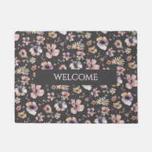 Mensagem de Flores Silvestres Rosadas em Aquarela 