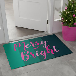 Tapete Merry and Bright Christmas Green Pink