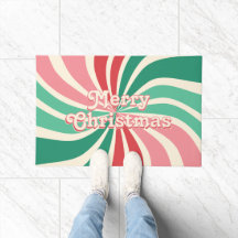 Merry Christmas 70s Peppermint Colors Sunburst
