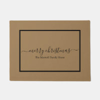 Merry Christmas gold e black Family name Doormat