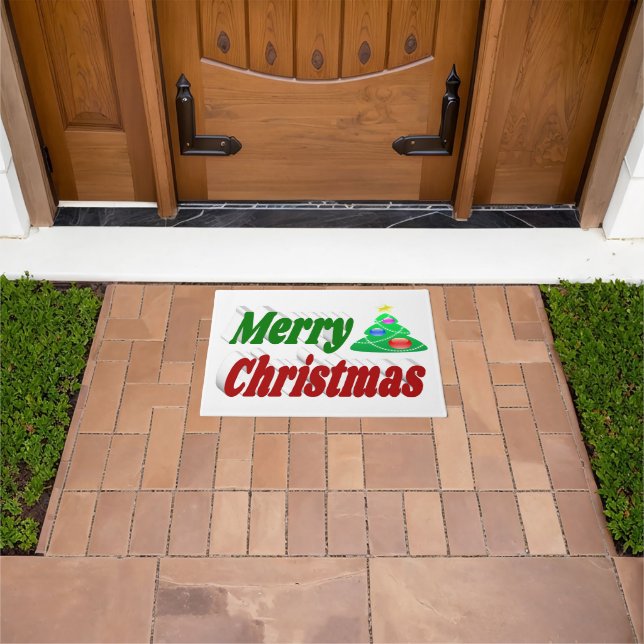 Tapete Merry Christmas Tree red - Tpografia verde (Ar livre)