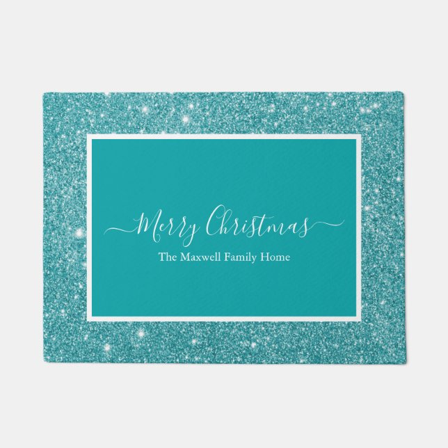 Tapete Merry Christmas turquoise gliter name (Frente)