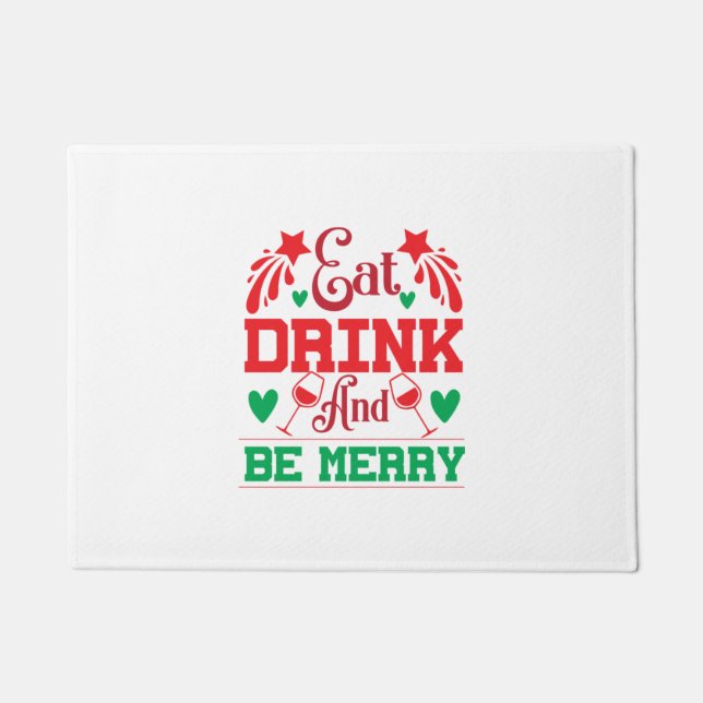 Tapete Merry Xmas Come Bebida E Seja Feliz (Frente)