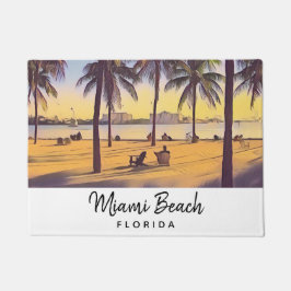 Tapete Miami Beach Flórida Vintage Watercolor Art