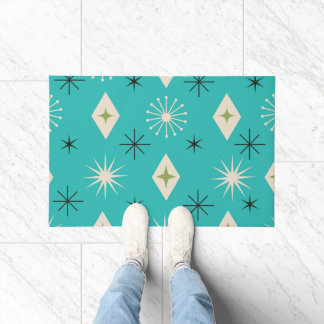 Tapete Mid Century Atomic Stars with diamonds on Teal 