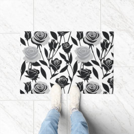 Tapete Minimalist Black Roses With Light Gray Stems 