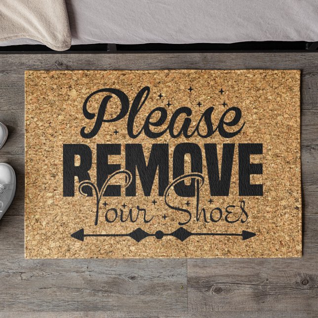 Tapete Minimalist Remove Your Shoes Entrance Cork (remove shoes cork design door mat)