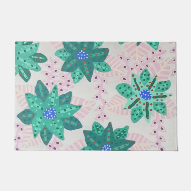 Tapete Mint Green Festivo Floral Impressão (Frente)