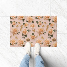 Tapete Minúsculas Rosas Creme e Douradas