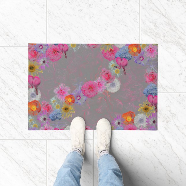 Tapete Mixed flowers in modern art (Interior)