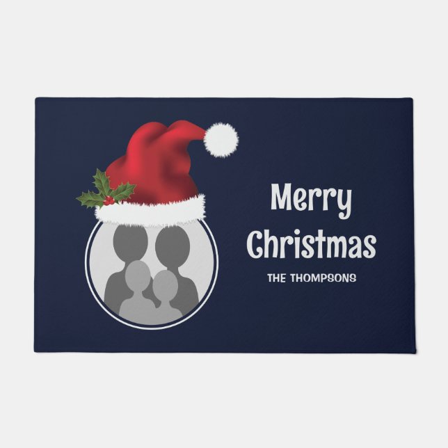 Tapete Modelo Personalizado De Foto Red Santa Hat Em Azul (Frente)