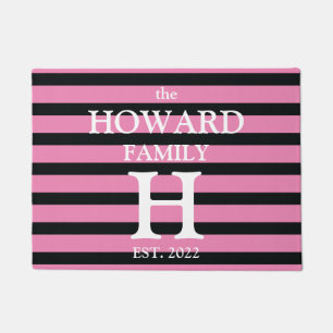 Tapete Modern Black Pink Stripes Monograma Nome Casamento