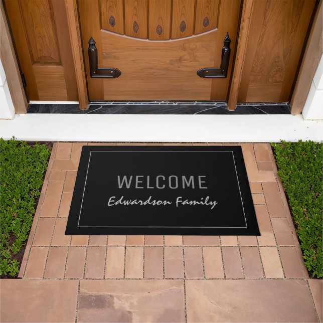 Tapete Modern black Welcome monogram family name (Ar livre)