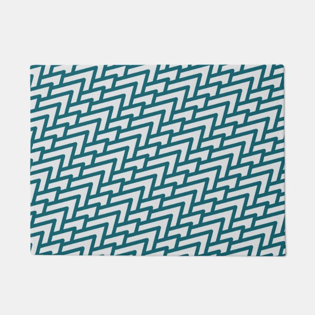 Tapete Modern Dark Teal Geometric Pattern on Light Gray (Frente)