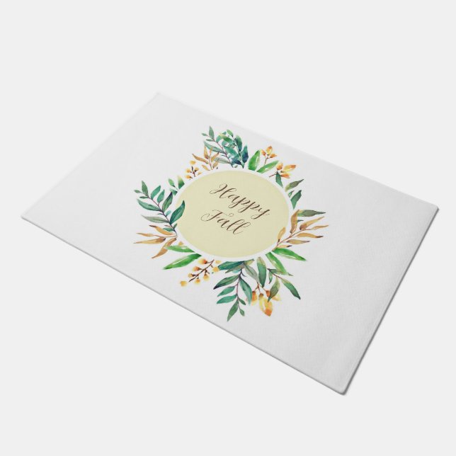 Tapete Moldura de folhas de outono com texto personalizáv (Inclinado)