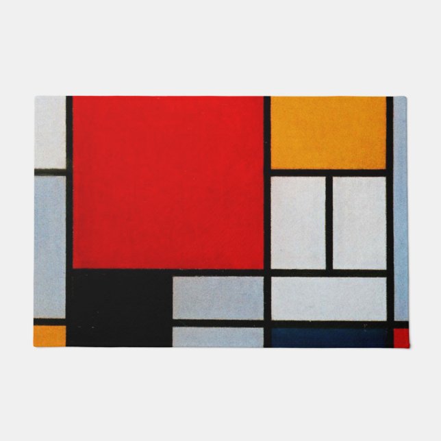 Tapete Mondrian - Composição com grande plano vermelho (Frente)