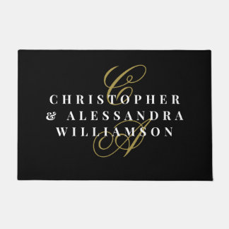 Tapete Monogram Couple Names Black Gold White Minimalist 