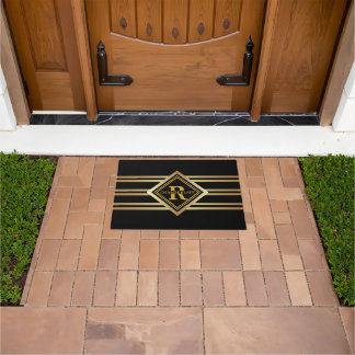 Tapete Monogram Faux Gold Geometric BLACK