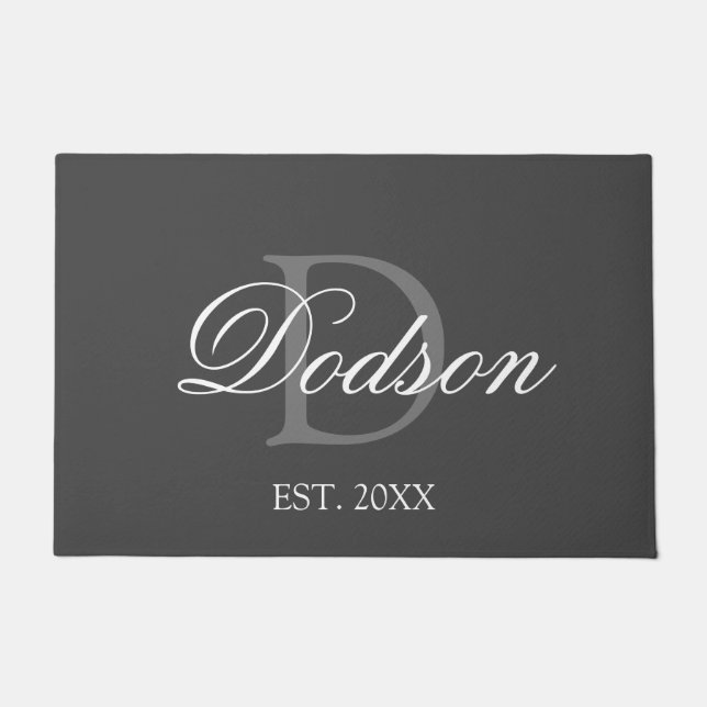 Tapete Monograma Branco de Cinzas Elegantes Data do Estab (Frente)