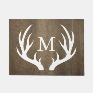 Tapete Monograma branco de madeira dos Antlers dos cervos