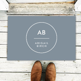 Tapete Monograma Cinza Azul Mínima Dusky Moderna