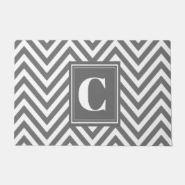 Tapete Monograma Cinza Chevron Doormat