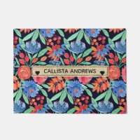 Monograma de Cor Floral Floral Azul de Artsy Moder