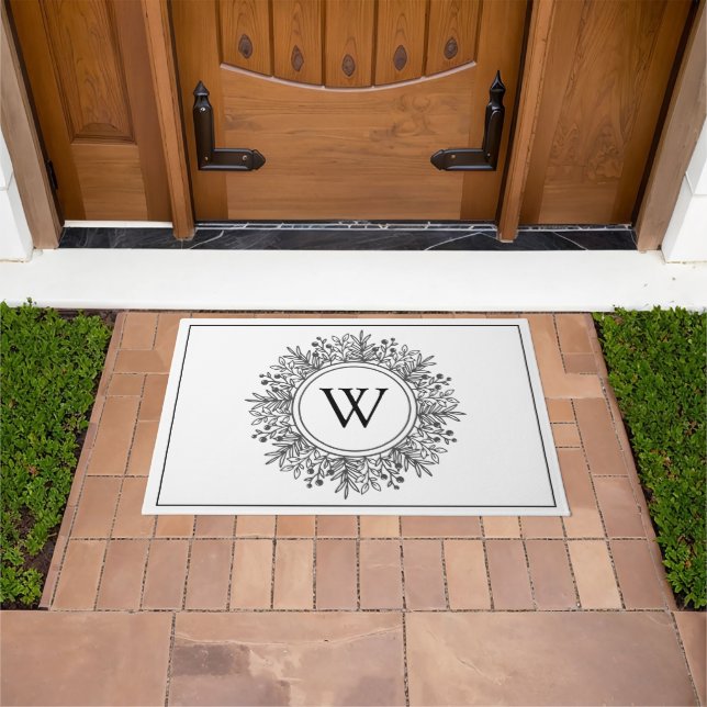Tapete Monograma de Floco de Neve Preto e Branco Natal (Ar livre)