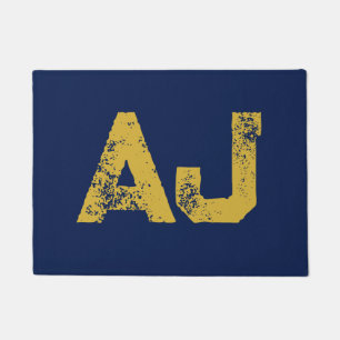 Tapete Monograma de Letras Iniciais Dourado e Azul Simple
