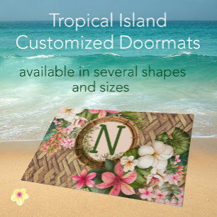 Tapete Monograma de praia tropical personalizado
