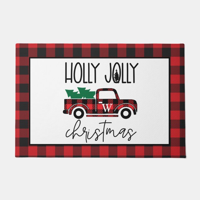 Tapete Monograma do Caminhão e Árvore da Xadrez de Buffal (Frente)