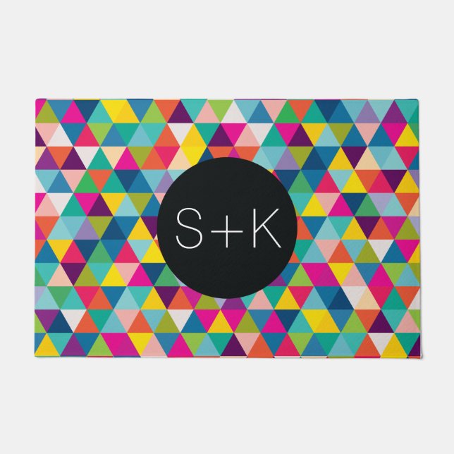 Tapete Monograma do costume do teste padrão do triângulo (Frente)