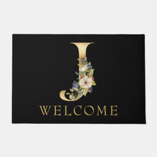 Tapete Monograma Dourado clássico J com Disposição Floral