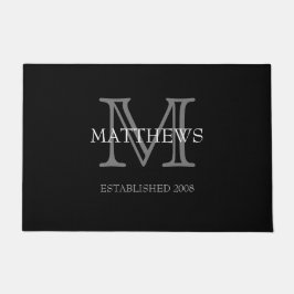 Tapete Monograma e Nome Personalizados Clássicos Pretos