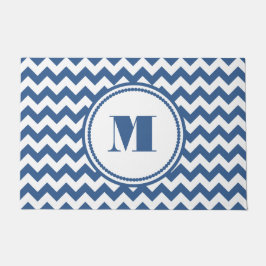 Tapete Monograma Elegante Chevron Azul