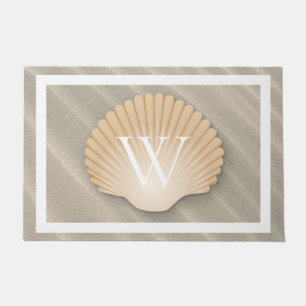 Tapete Monograma elegante da praia & do Seashell