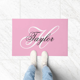 Tapete Monograma Elegante Preto e Branco Rosa