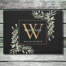 Monograma Floral Verde Personalizado em Ouro Preto
