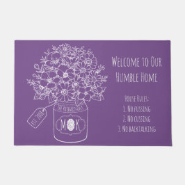 Tapete Monograma Flores Selvagens Buquê Mason Jar Desenha