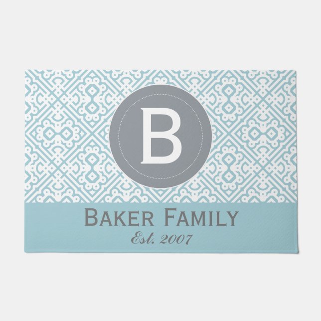 Tapete Monograma Moderno Estilo Marroquino Porta Mat, Cin (Frente)