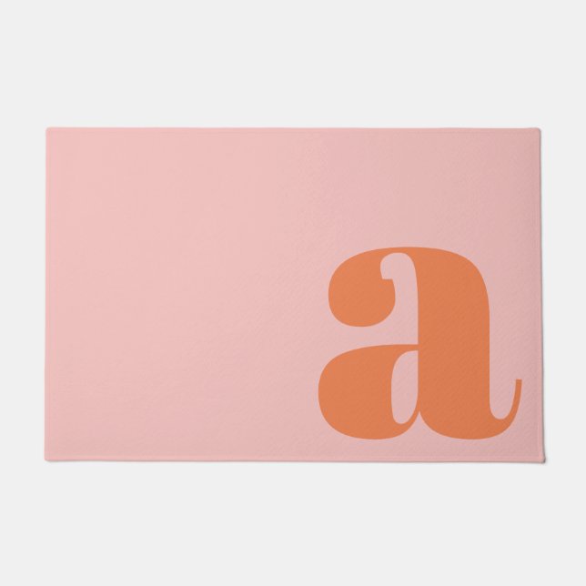 Tapete Monograma Moderno Inicial Letra Rosa Laranja Paste (Frente)