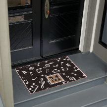 Monograma Musical de Nota de Música Preta e Branca