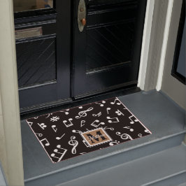 Tapete Monograma Musical de Nota de Música Preta e Branca