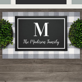Tapete Monograma Personalizado Branco Preto Elegante Inic