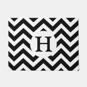 Tapete Monograma Personalizado Chic Black White Chevron Z