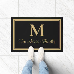 Tapete Monograma Personalizado de Bordas Douradas Elegant