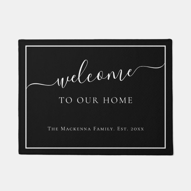 Tapete Monograma Personalizado do Nome da Família Persona (Frente)